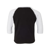 3330 Rabbit Skins Toddler Baseball Fine Jersey Three-Quarter Sleeve Tee Black Solid/ White