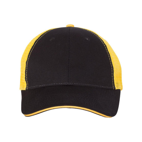 S102 Valucap Sandwich Trucker Cap Black/ Gold