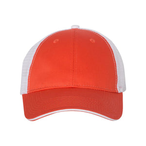 S102 Valucap Sandwich Trucker Cap Orange/ White