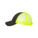 S102 Valucap Sandwich Trucker Cap Charcoal/ Neon Yellow