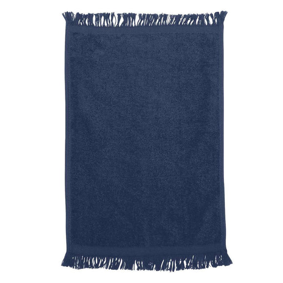 T100 Q-Tees Fringed Fingertip Towel Navy