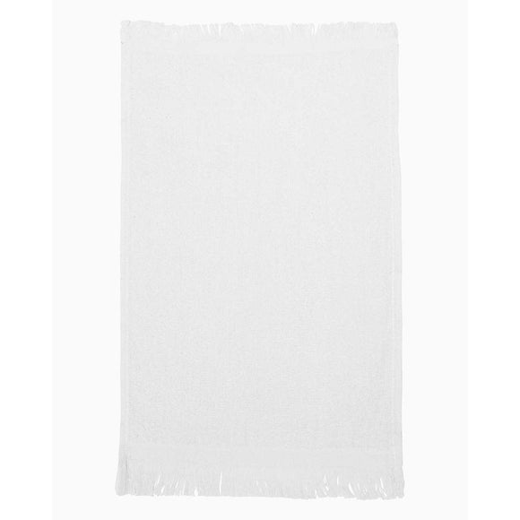 T100 Q-Tees Fringed Fingertip Towel White