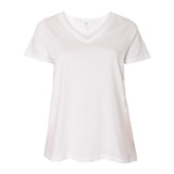 3807 LAT Curvy Collection Women's Premium Jersey V-Neck Tee White