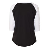 3830 LAT Curvy Collection Women's Baseball Three-Quarter Sleeve Tee Black/ White