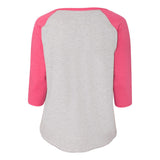 3830 LAT Curvy Collection Women's Baseball Three-Quarter Sleeve Tee Vintage Heather/ Vintage Hot Pink