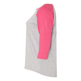 3830 LAT Curvy Collection Women's Baseball Three-Quarter Sleeve Tee Vintage Heather/ Vintage Hot Pink