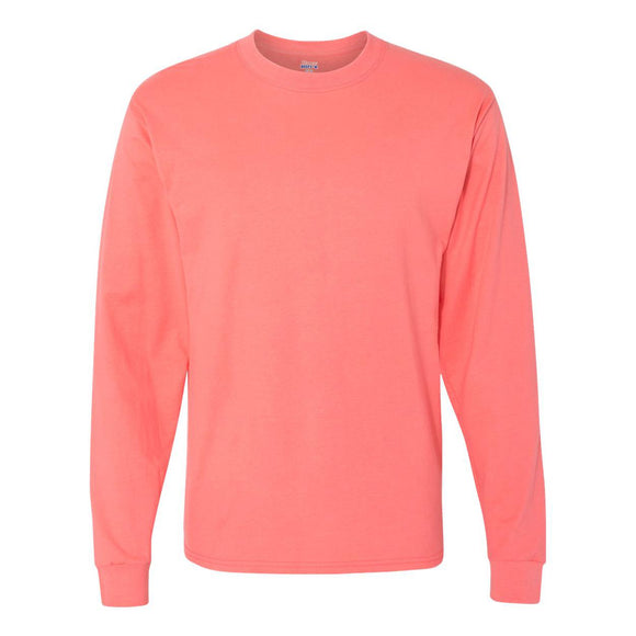 5186 Hanes Beefy-T® Long Sleeve T-Shirt Charisma Coral