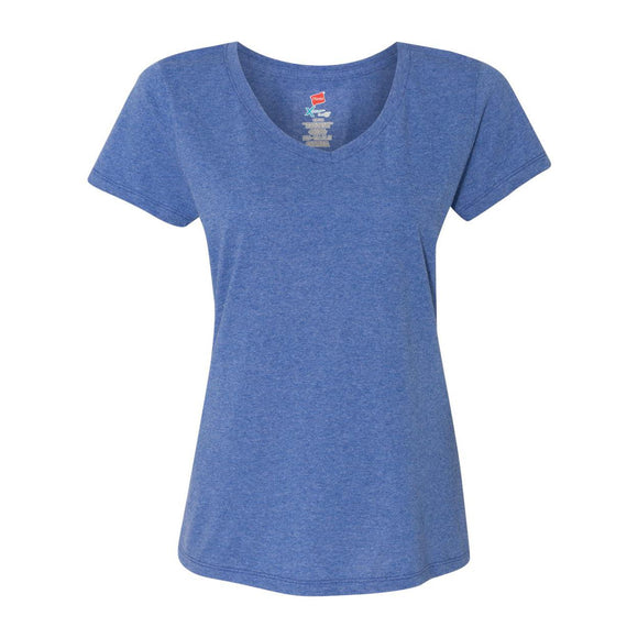 42VT Hanes Perfect-T Women’s Triblend V-Neck T-Shirt Royal Triblend