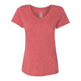 42VT Hanes Perfect-T Women’s Triblend V-Neck T-Shirt Red Triblend