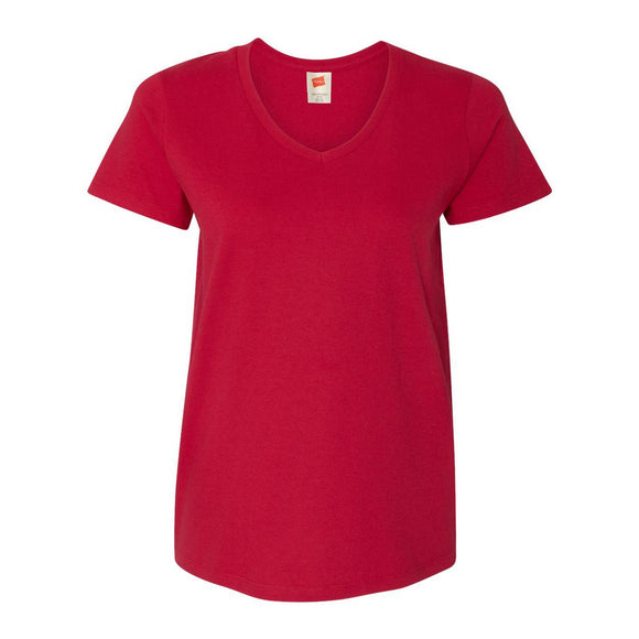 5780 Hanes Essential-T Women’s V-Neck T-Shirt Deep Red