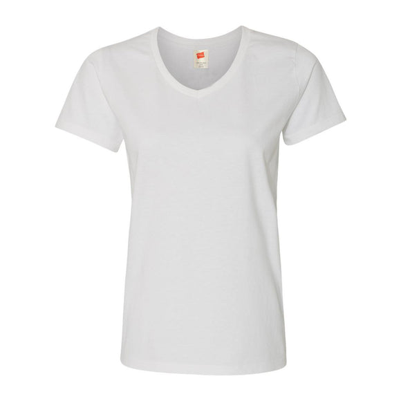 5780 Hanes Essential-T Women’s V-Neck T-Shirt White