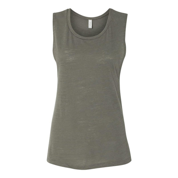 8803 BELLA + CANVAS Women's Flowy Scoop Muscle Tank Olive Slub