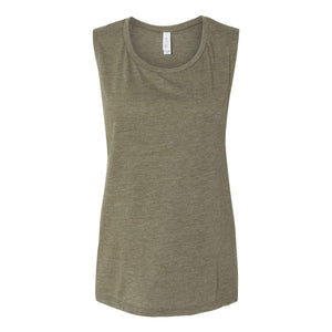 8803 BELLA + CANVAS Women's Flowy Scoop Muscle Tank Heather Olive