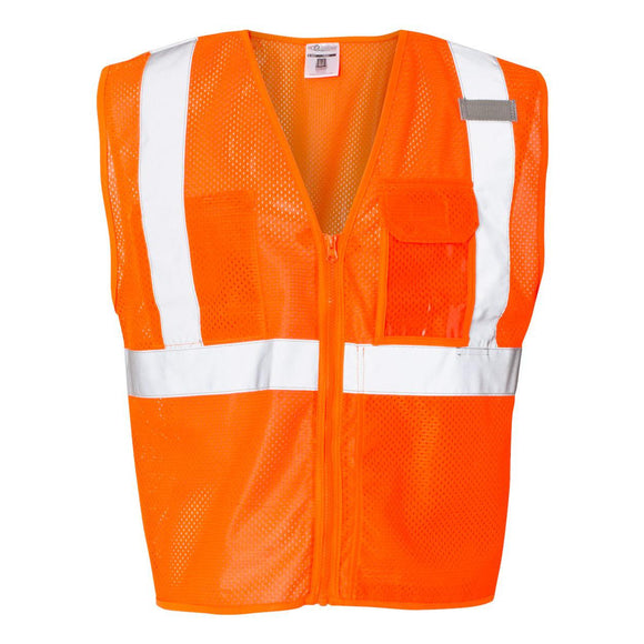 1532-1533 Kishigo Clear ID Vest with Zipper Closure Orange