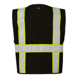 B100-111 Kishigo EV Series® Enhanced Visibility Multi-Pocket Mesh Vest Black/ Lime - B100