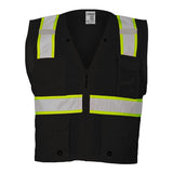 B100-111 Kishigo EV Series® Enhanced Visibility Multi-Pocket Mesh Vest Black/ Lime - B100