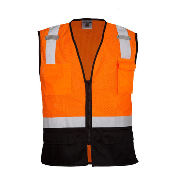 1509 Kishigo Black Bottom Mesh Class 2 Vest Orange - 1529