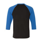 3200 BELLA + CANVAS Three-Quarter Sleeve Baseball Tee Black/ True Royal