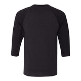 3200 BELLA + CANVAS Three-Quarter Sleeve Baseball Tee Black Heather/ Black