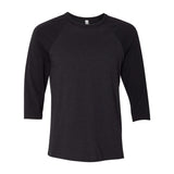 3200 BELLA + CANVAS Three-Quarter Sleeve Baseball Tee Black Heather/ Black