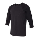 3200 BELLA + CANVAS Three-Quarter Sleeve Baseball Tee Black Heather/ Black