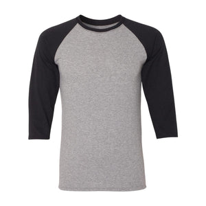 601RR JERZEES Triblend Three-Quarter Raglan Baseball T-Shirt Oxford/ Black