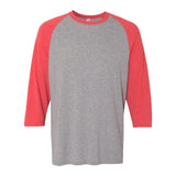 601RR JERZEES Triblend Three-Quarter Raglan Baseball T-Shirt Oxford/ Fiery Red Heather