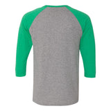 601RR JERZEES Triblend Three-Quarter Raglan Baseball T-Shirt Oxford/ Irish Green Heather