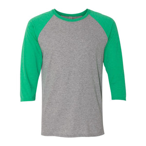 601RR JERZEES Triblend Three-Quarter Raglan Baseball T-Shirt Oxford/ Irish Green Heather