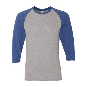 601RR JERZEES Triblend Three-Quarter Raglan Baseball T-Shirt Oxford/ True Blue Heather