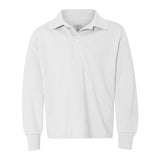 437YLR JERZEES SpotShield™ Youth Long Sleeve Polo White