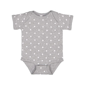 4400 Rabbit Skins Infant Baby Rib Bodysuit Heather/ White Dot