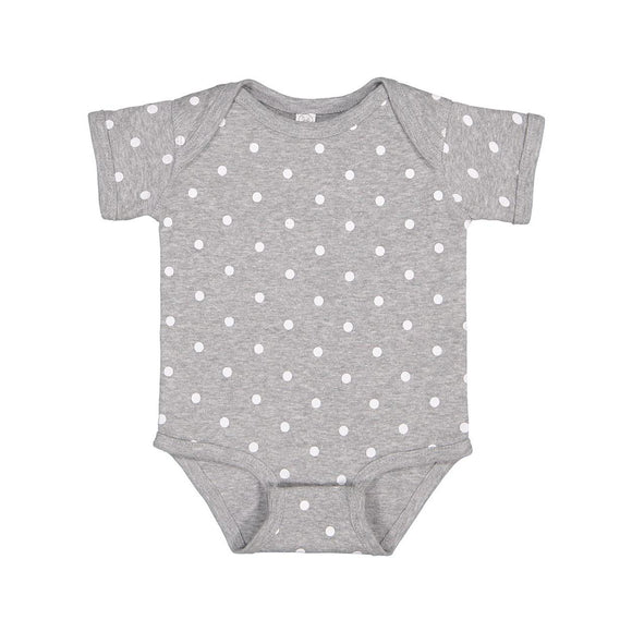 4400 Rabbit Skins Infant Baby Rib Bodysuit Heather/ White Dot