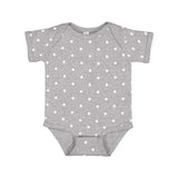 4400 Rabbit Skins Infant Baby Rib Bodysuit Heather/ White Dot