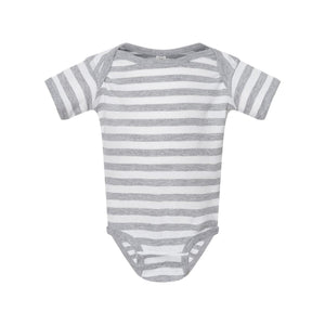 4400 Rabbit Skins Infant Baby Rib Bodysuit Heather/ White Stripe