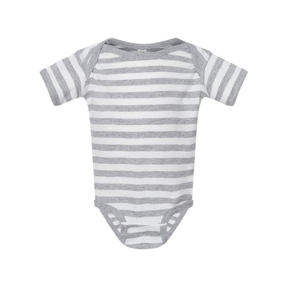 4400 Rabbit Skins Infant Baby Rib Bodysuit Heather/ White Stripe