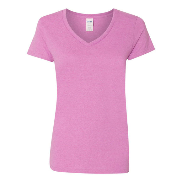 5V00L Gildan Heavy Cotton™ Women’s V-Neck T-Shirt Heather Radiant Orchid