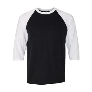 6755 Anvil Triblend Raglan Three-Quarter Sleeve T-Shirt Black/ White