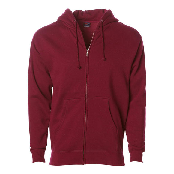 IND4000Z Independent Trading Co. Heavyweight Full-Zip Hooded Sweatshirt Cardinal