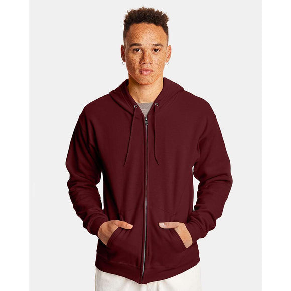 P180 Hanes Ecosmart® Full-Zip Hooded Sweatshirt Maroon