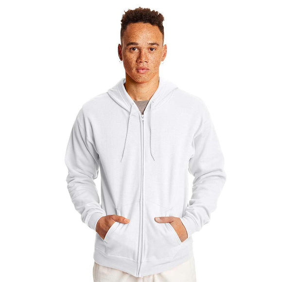 P180 Hanes Ecosmart® Full-Zip Hooded Sweatshirt White