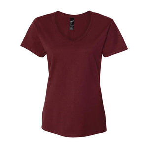 S04V Hanes Perfect-T Women’s V-Neck T-Shirt Maroon