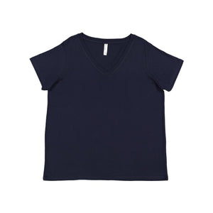 3807 LAT Curvy Collection Women's Premium Jersey V-Neck Tee Navy