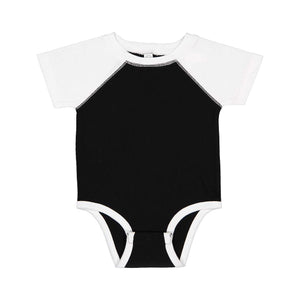 4430 Rabbit Skins Infant Baseball Fine Jersey Bodysuit Black/ White