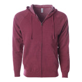 PRM33SBZ Independent Trading Co. Special Blend Raglan Full-Zip Hooded Sweatshirt Crimson