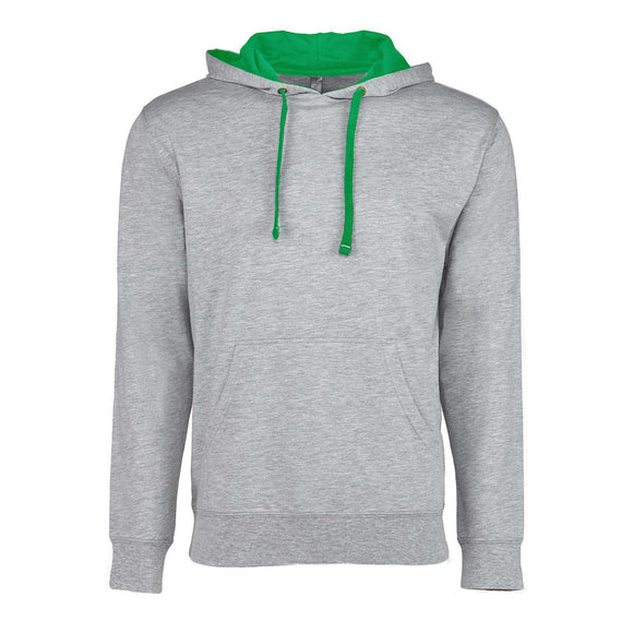 9301 Next Level Unisex Laguna Hoodie Heather Grey/ Kelly Green