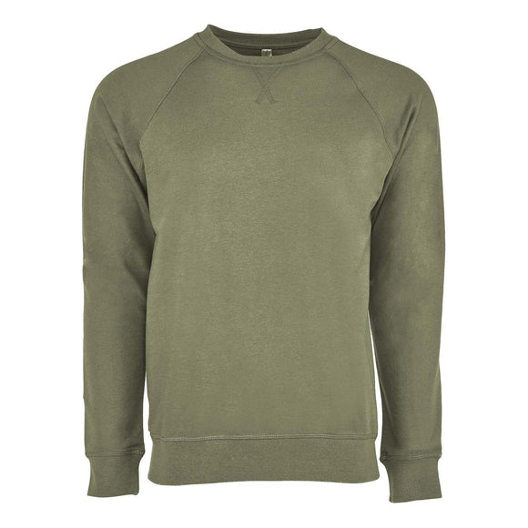 9000 Next Level Unisex Laguna Raglan Crewneck Sweatshirt Military Green