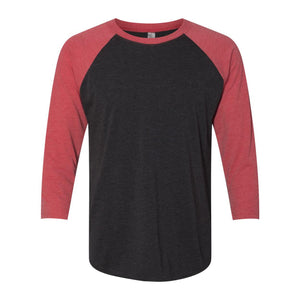 6051 Next Level Unisex Triblend Three-Quarter Raglan T-Shirt Vintage Red Sleeves/ Vintage Black Body