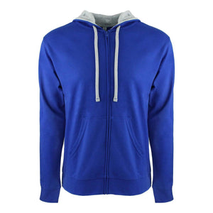 9601 Next Level Unisex Laguna Full-Zip Hoodie Royal/ Heather Grey