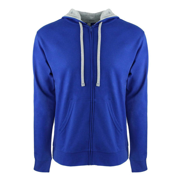 9601 Next Level Unisex Laguna Full-Zip Hoodie Royal/ Heather Grey